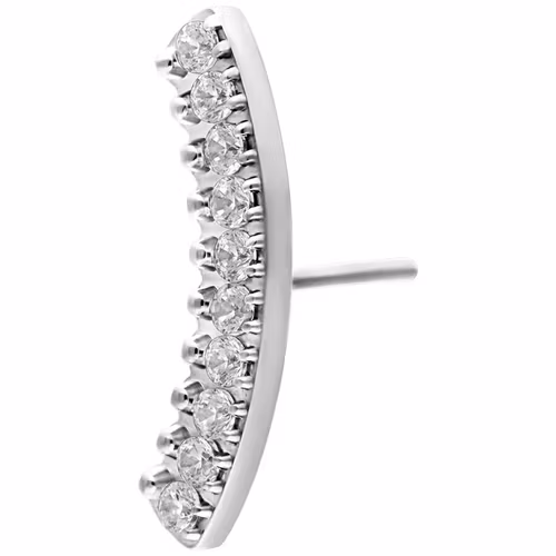 Push pin topp med vita kristallstenar i en båge Titan