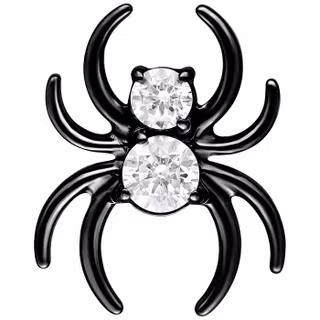 Push pin topp svart spindel med vita kristallstenar