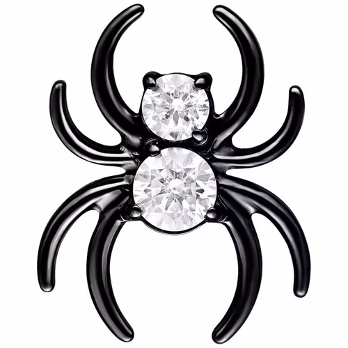 Push pin topp svart spindel med vita kristallstenar