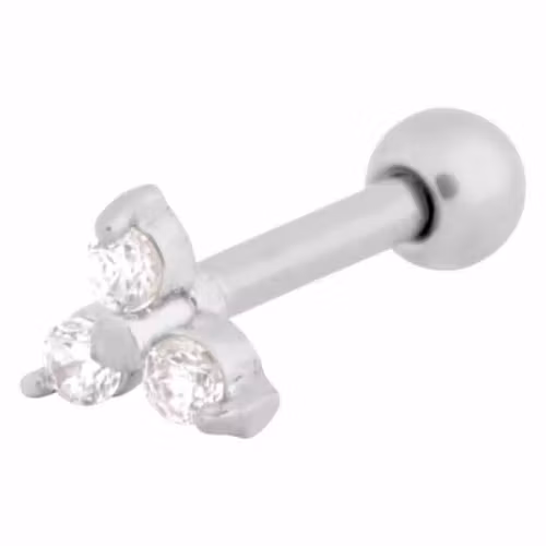 Stav med tre små vita kristallstenar 1,2x6 mm