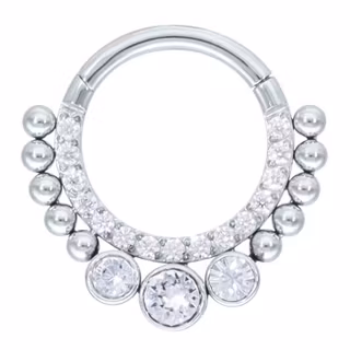 Lyxig clickerring med vita kristallstenar 1,2x8 mm