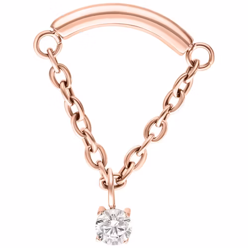 Floating helix smycke i rose med en hängande kristallsten