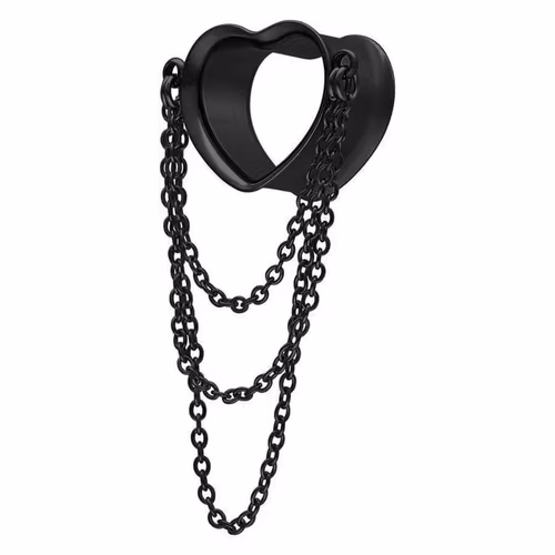 Hjärtformad tunnel i svart med tre hängande kedjor 8 mm