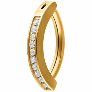 Guldig clickerring med vit strass på framsidan Titan 1,6 mm