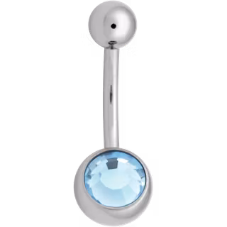 Navelsmycke med en sten olika färg 1,6x6 mm