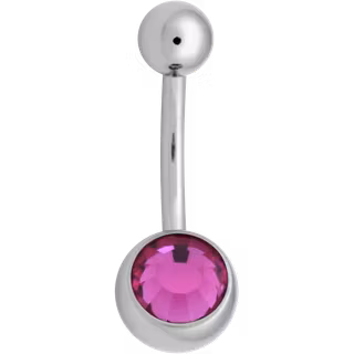 Navelsmycke med en sten olika färg 1,6x10 mm