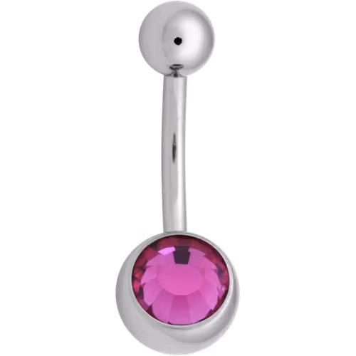 Navelsmycke med en sten olika färg 1,6x10 mm