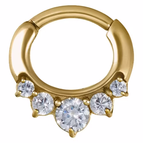 Glittrigt septumsmycke i guldig färg 1,2x9 mm