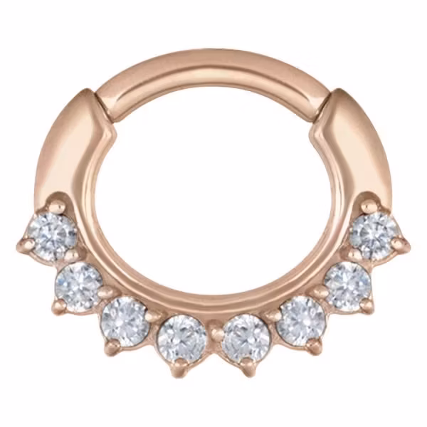 Clickerring i rose med vita stenar 1,2x olika storlek