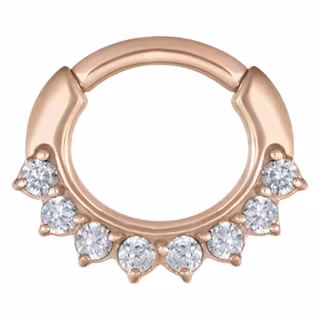 Clickerring i rose med vita stenar 1,2x olika storlek