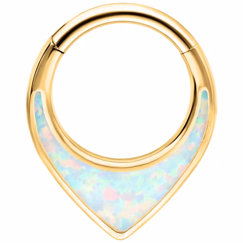 Droppformat septumsmycke i guldig färg Opal Titan 1,2x8 mm