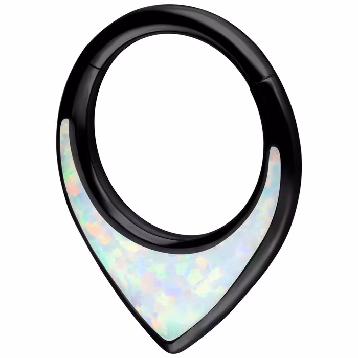 Droppformat septumsmycke i svart Opal Titan 1,2x9 mm