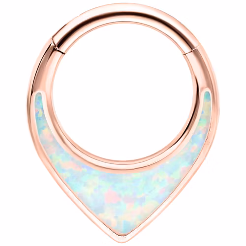 Droppformat septumsmycke i rose Opal Titan 1,2x9 mm