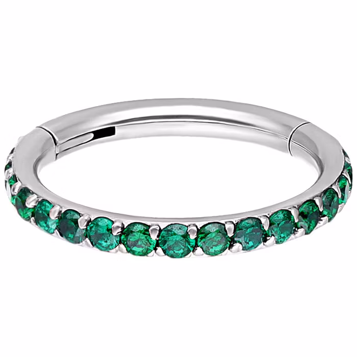 Ring med grönt strass 1,2x11mm