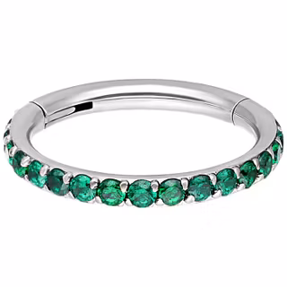 Ring med grönt strass 1,2x11mm