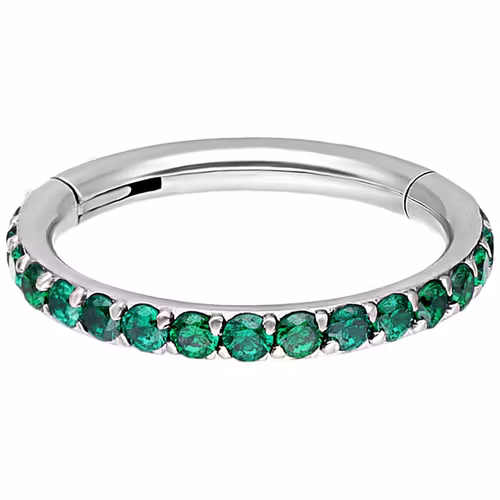 Ring med grönt strass 1,2x11mm