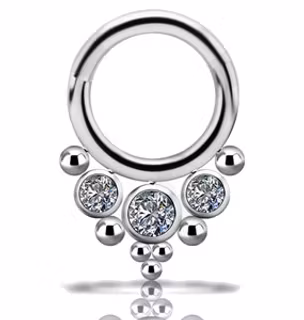 Exklusivt septumsmycke med vita kristaller Titan 1,2x8 mm