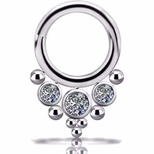 Exklusivt septumsmycke med vita kristaller Titan 1,2x8 mm