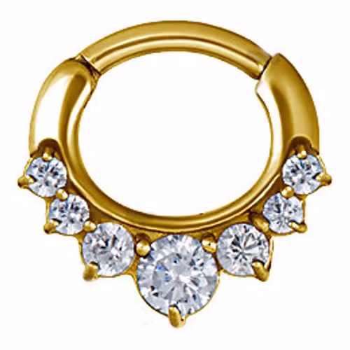 Glittrigt septumsmycke i guldig färg 1,2x9 mm