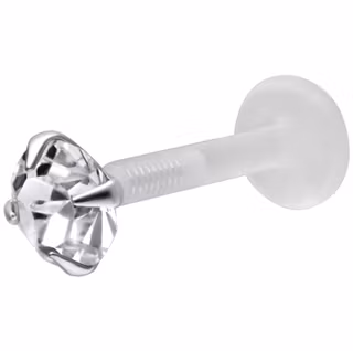 Labretstav i bioplast med en vit kristall 1,2x olika storlek