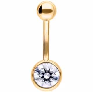 Guldigt navelsmycke med en vit sten Titan 1,6x10 mm