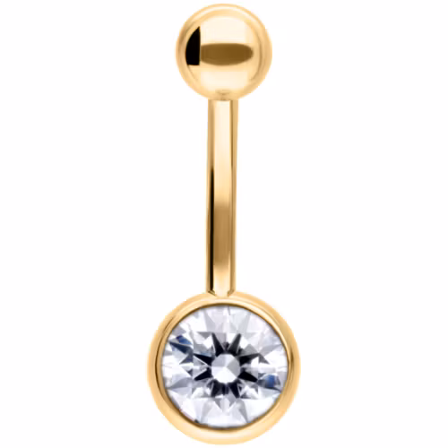 Guldigt navelsmycke med en vit sten Titan 1,6x10 mm