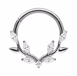 Septumsmycke med glittrande löv 1,2x8 mm