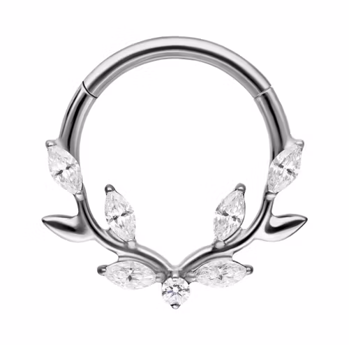 Septumsmycke med glittrande löv 1,2x8 mm