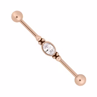 Rosefärgad Industrialstav med en vit sten i mitten 36 mm