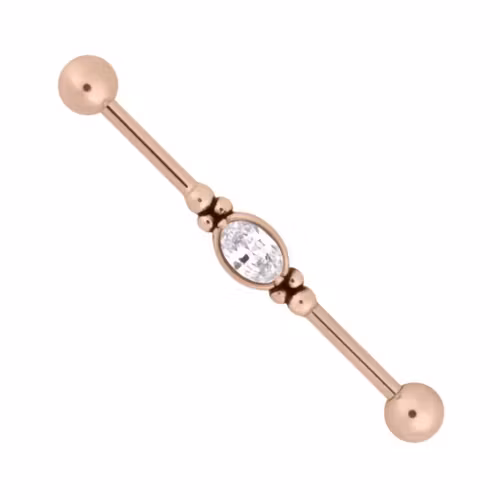 Rosefärgad Industrialstav med en vit sten i mitten 36 mm