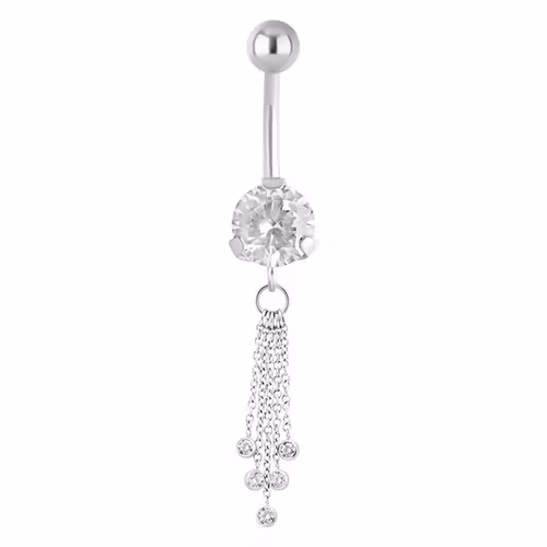 Navelpiercing med hängande kedjor och stenar 1,6x8 mm