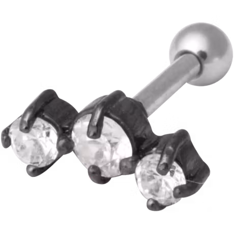 Svart stav med tre vita stenar 1,2x6 mm