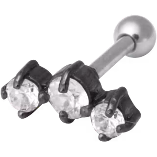 Svart stav med tre vita stenar 1,2x6 mm