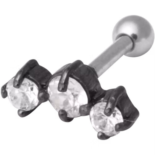 Svart stav med tre vita stenar 1,2x6 mm