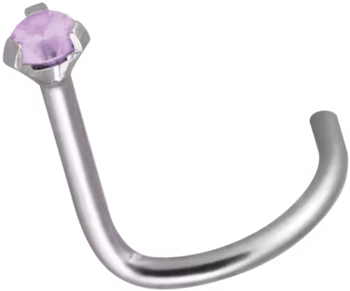 Nässkruv med en kloinfattad rosa sten Titan 0,8 mm
