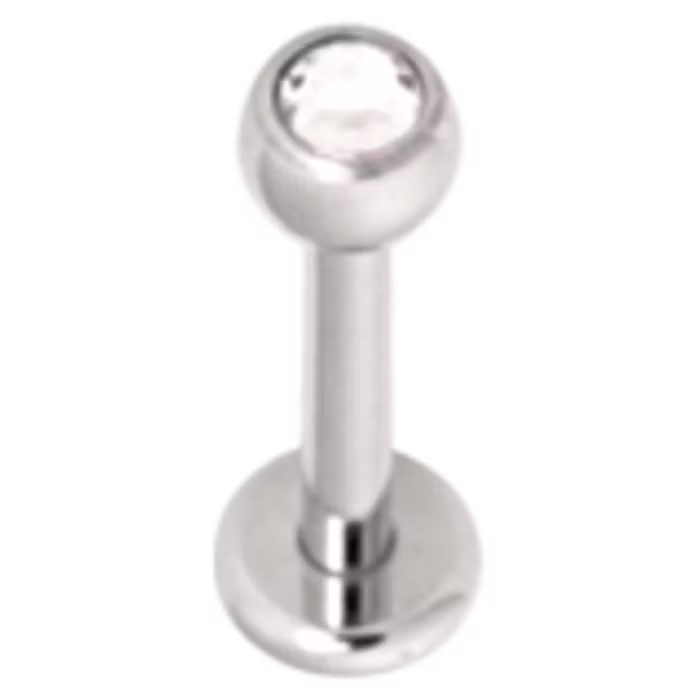 Labretstav med en vit sten Titan 1,6x6 mm
