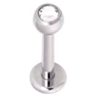 Labretstav med en vit sten Titan 1,6x6 mm