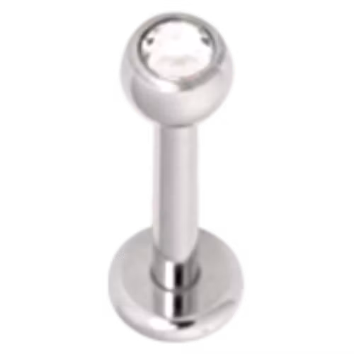 Labretstav med en vit sten Titan 1,6x6 mm