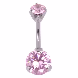 Navelsmycke med kloinfattad rosa sten 1,6x10 mm