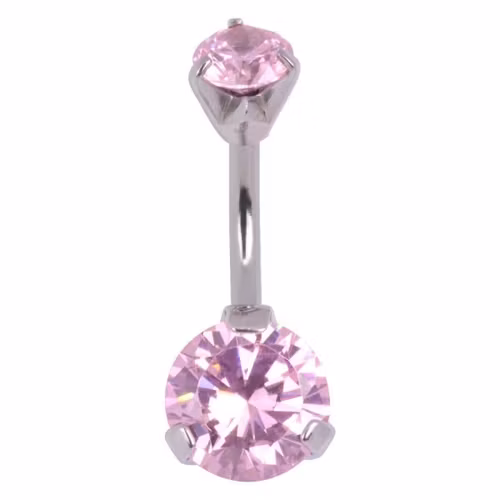 Navelsmycke med kloinfattad rosa sten 1,6x10 mm