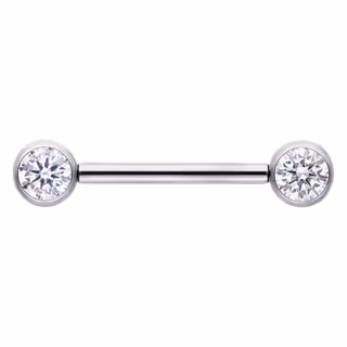 Nipplesmycke med två vita stenar Titan 1,2x12 mm