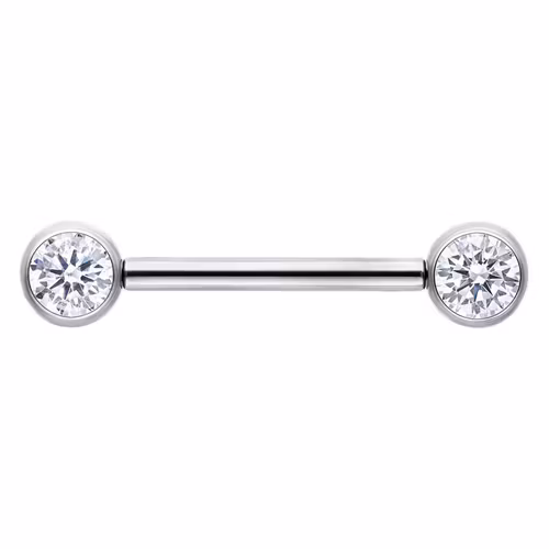 Nipplesmycke med två vita stenar Titan 1,2x12 mm