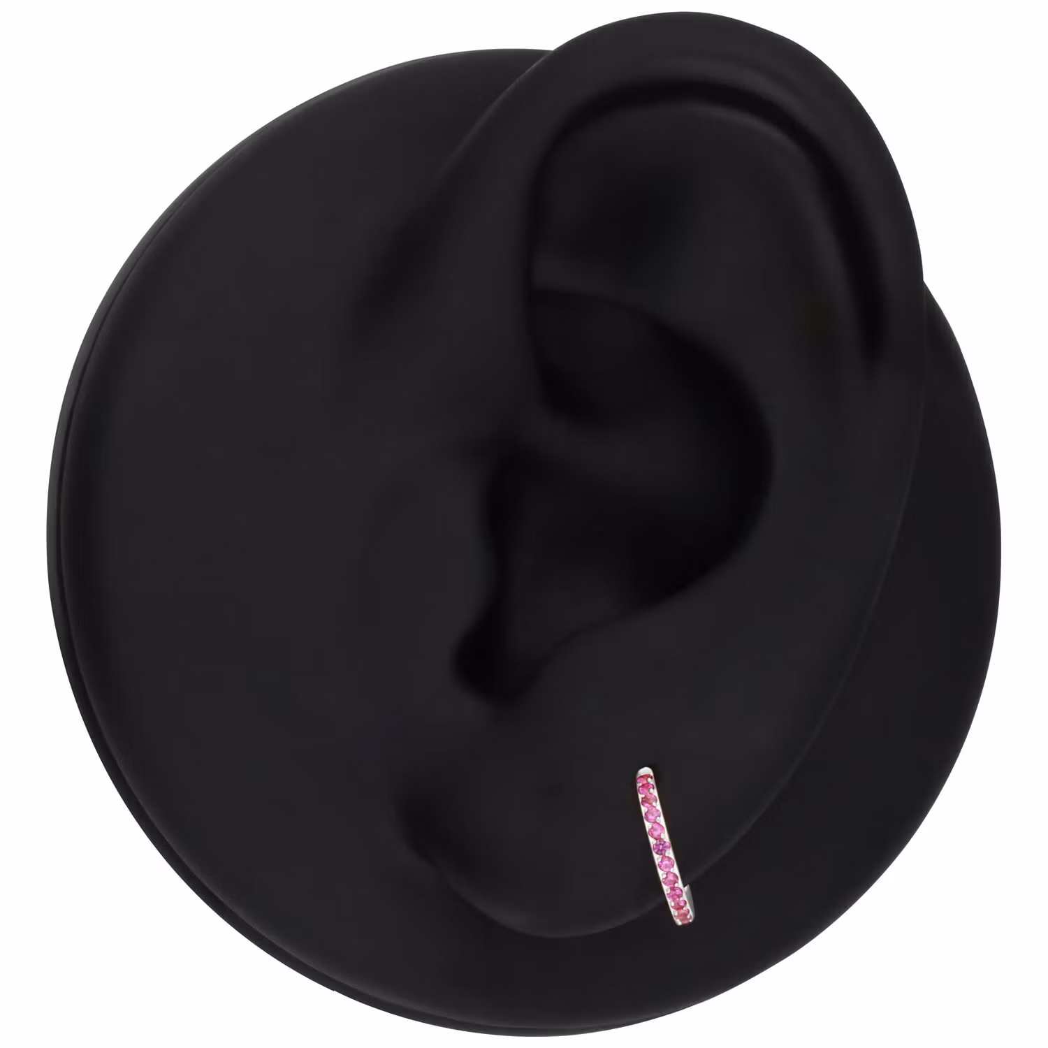 Clickerring med mörkrosa stenar Titan 1,2x8 mm