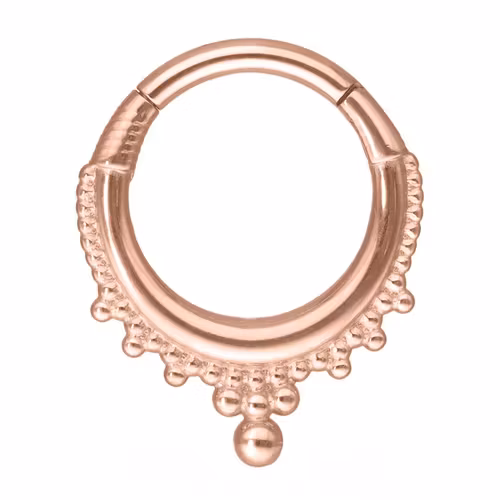 Clickerring i rose med runda detaljer 1,2x8 mm