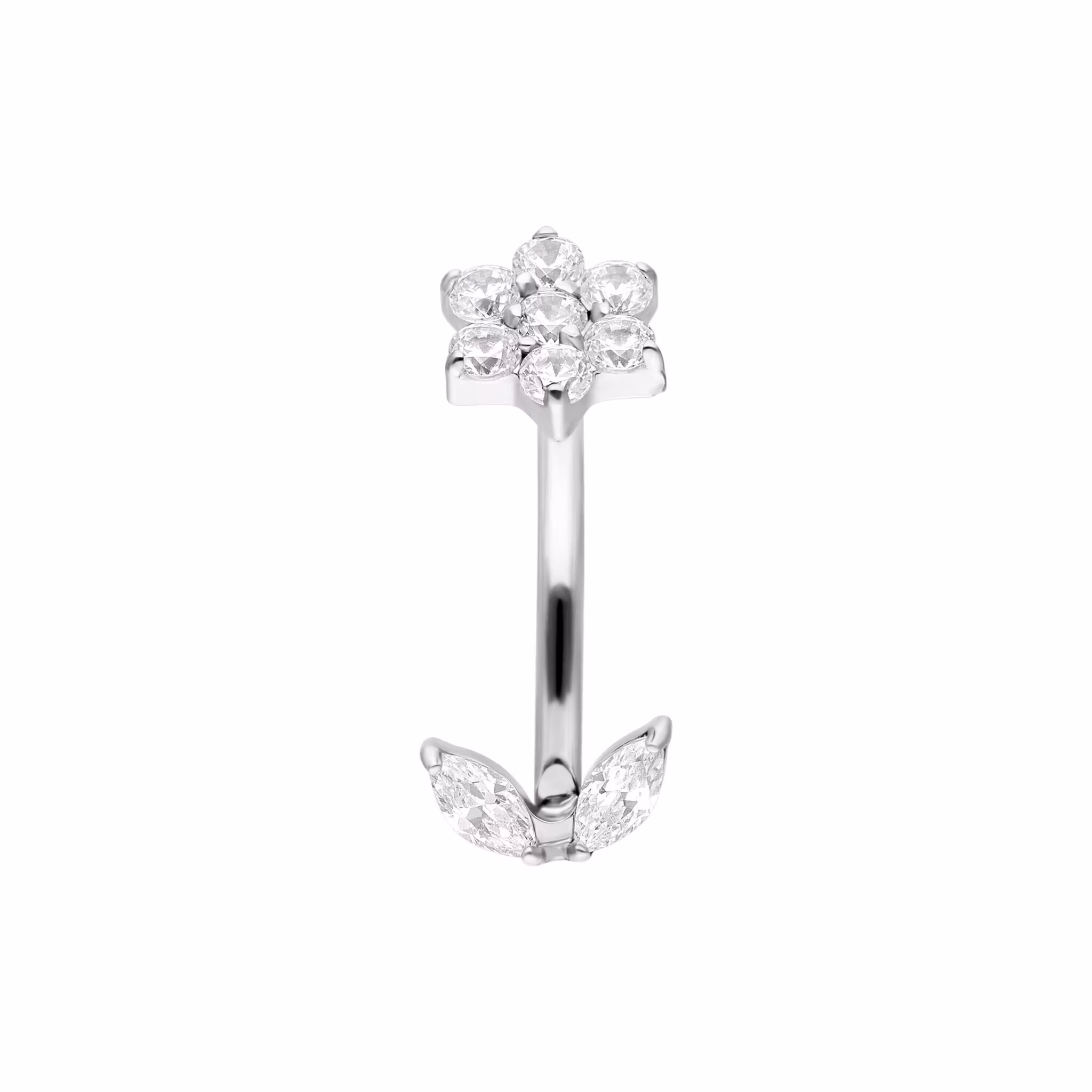 Liten böjd stav med en blomma upptill och blad nertill 1,2x8 mm