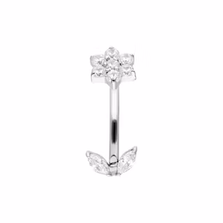 Liten böjd stav med en blomma upptill och blad nertill 1,2x8 mm