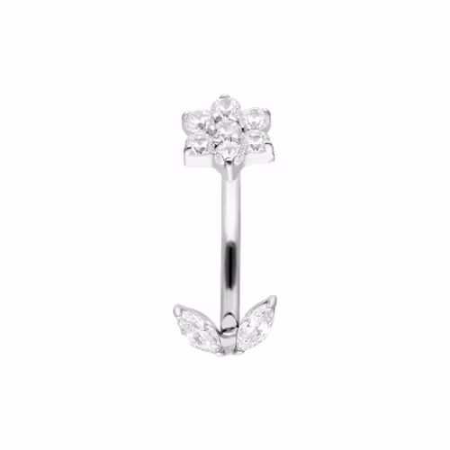 Liten böjd stav med en blomma upptill och blad nertill 1,2x8 mm