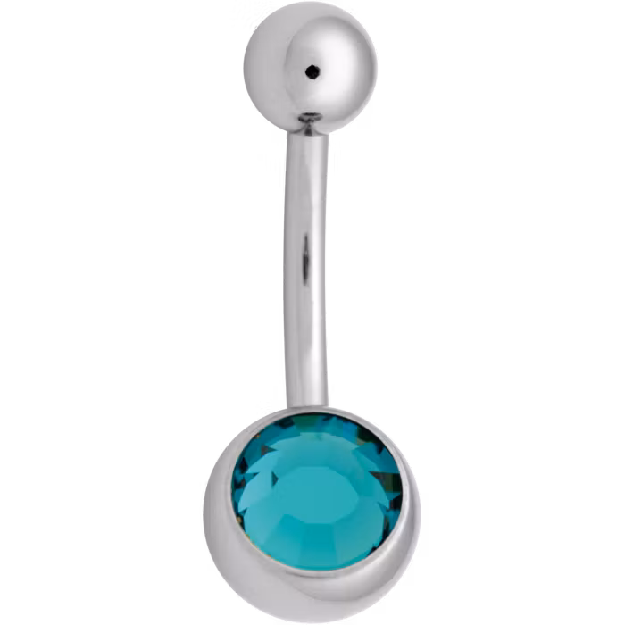 Navelsmycke med en sten olika färg 1,6x10 mm