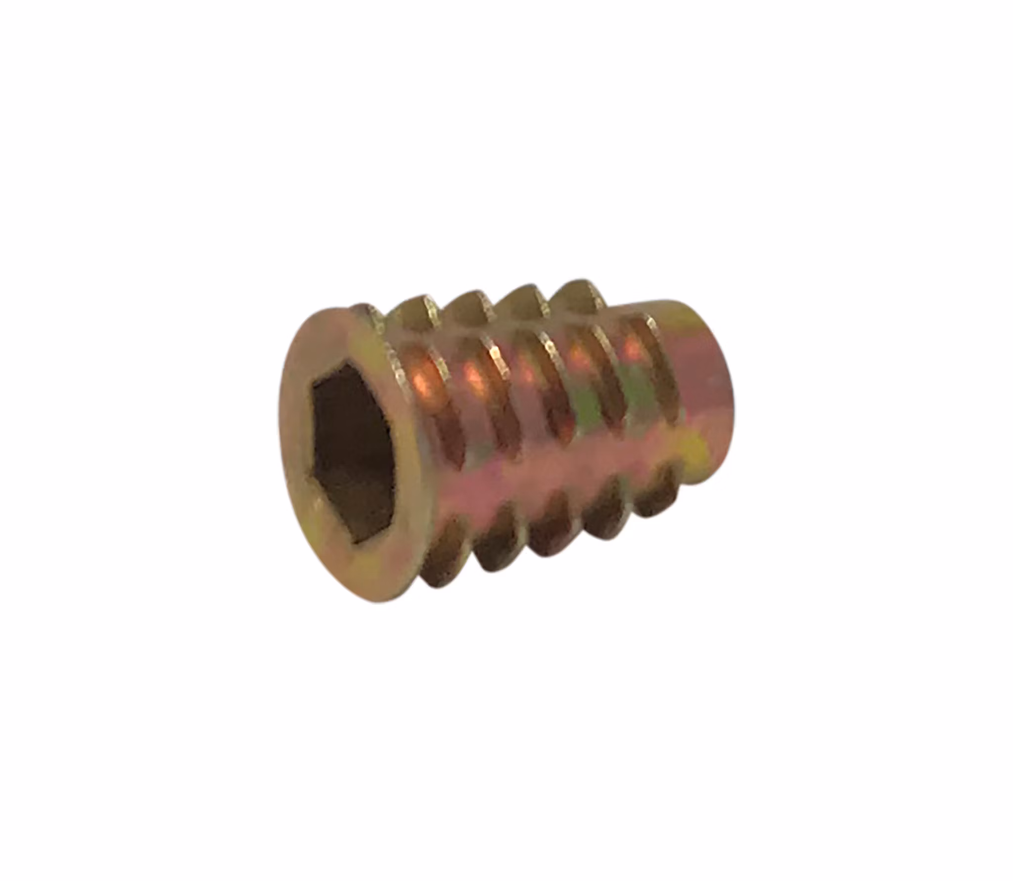 Gjengeinnsats med krave - gulkromatisert - M8 x 20 mm