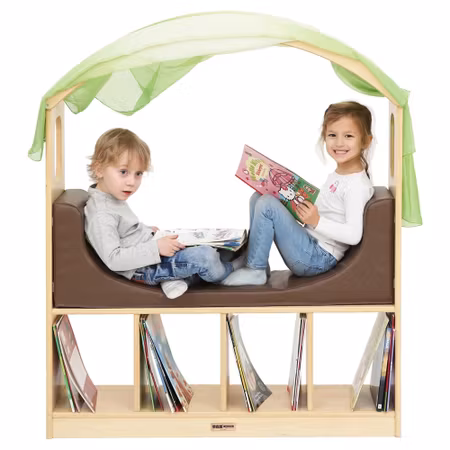 Läsbänk med bokhylla